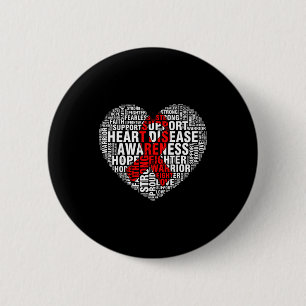 Chapa Redonda De 5 Cm Arte de Palabras Corazón Cinta Roja Conciencia de