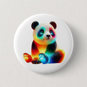 Chapa Redonda De 5 Cm Arte de Panda Colorido Brillante – Panda de Luz Ne