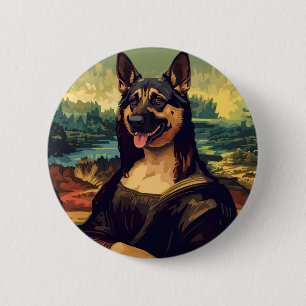 Chapa Redonda De 5 Cm Arte de Pastor Alemán inspirado en retratos del Re