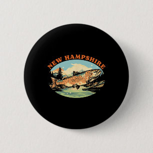 Chapa Redonda De 5 Cm Arte de pescador de trucha con mosca de New Hampsh