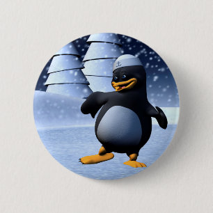 Chapa Redonda De 5 Cm Arte de pingüino marinero de invierno adorable vac