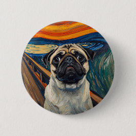 Chapa Redonda De 5 Cm Arte de Pug inspirado en la pintura de Angst expre