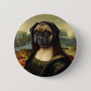 Chapa Redonda De 5 Cm Arte de Pug Inspirado en Retratos del Renacimiento