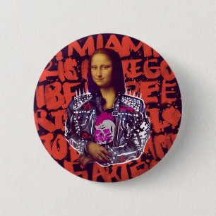 Chapa Redonda De 5 Cm Arte de Punk de Mona Lisa