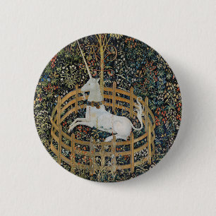Chapa Redonda De 5 Cm Arte de Unicornio Medieval Vintage en Cautiverio