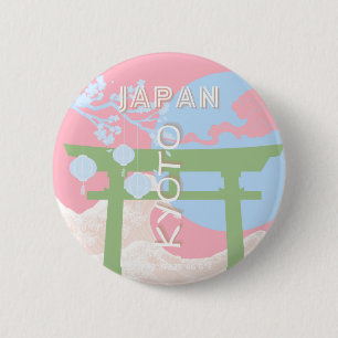 Chapa Redonda De 5 Cm Arte de viajes japonés de Kioto, arte de viajes pa