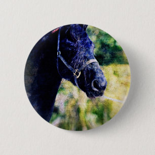 Chapa Redonda De 5 Cm Arte digital del caballo negro