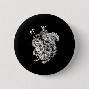 Chapa Redonda De 5 Cm Arte divertido de guerrero de ardilla montando vik