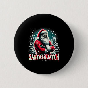 Chapa Redonda De 5 Cm Arte divertido de Papá Noel Sasquatch Navidad