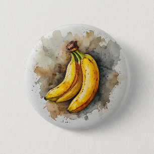 Chapa Redonda De 5 Cm Arte dramático de acuarela de plátano