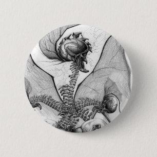 Chapa Redonda De 5 Cm Arte esquelético compañero del monstruo del horr