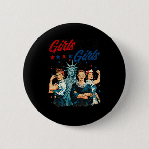 Chapa Redonda De 5 Cm Arte feminista patriótico de Girl Will Girls