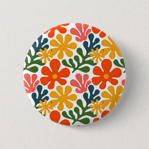 Chapa Redonda De 5 Cm Arte Floral Abstracto Colorido Matisse Retro