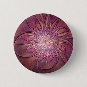 Chapa Redonda De 5 Cm Arte floral fractal moderno abstracto colores de b