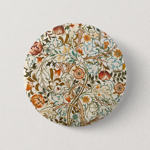Chapa Redonda De 5 Cm Arte floral vintage de acanto de William Morris