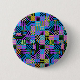 Chapa Redonda De 5 Cm Arte folclórico tribal - azul