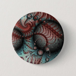Chapa Redonda De 5 Cm Arte fractal de fantasía vívida abstracta marrón a