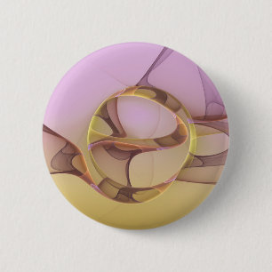 Chapa Redonda De 5 Cm Arte fractal dorado rosa moderno abstracto