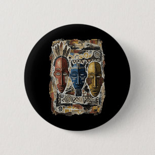 Chapa Redonda De 5 Cm Arte genial de máscara tril afroamericana Historia