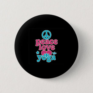Chapa Redonda De 5 Cm Arte Gráfico Corazón Loto Retro Yoga Amor Paz 