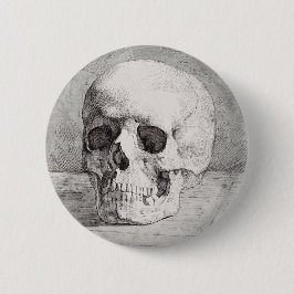 Chapa Redonda De 5 Cm Arte gráfico de cráneo: diseño de tinta minimalist
