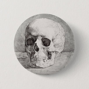Chapa Redonda De 5 Cm Arte gráfico de cráneo: diseño de tinta minimalist