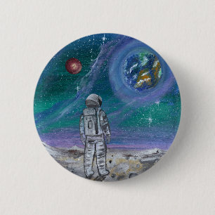 Chapa Redonda De 5 Cm Arte hecho a mano - Vista de la Tierra