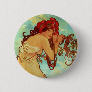 Chapa Redonda De 5 Cm Arte Nouveau - Mucha - verano