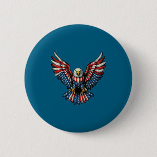 Chapa Redonda De 5 Cm Arte patriótico de águila calva de la bandera esta