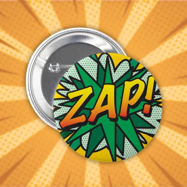 Chapa Redonda De 5 Cm ¡Arte Pop de Cómic ZAP! (Fun Cool Comic Book Pop Art ZAP Button)