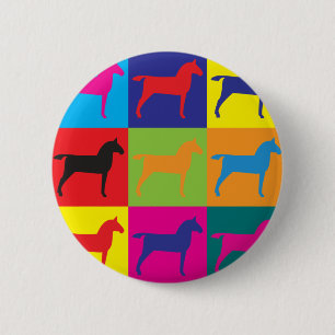 Chapa Redonda De 5 Cm Arte pop de los caballos