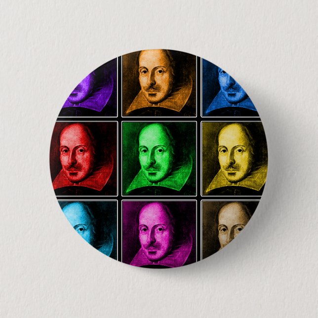 Chapa Redonda De 5 Cm Arte pop de Shakespeare (Anverso)