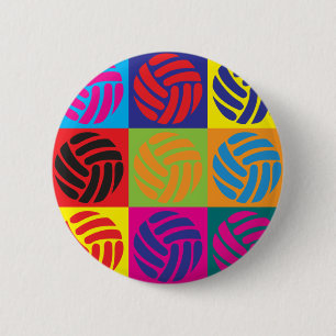 Chapa Redonda De 5 Cm Arte pop del voleibol