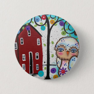 Chapa Redonda De 5 Cm Arte popular por los BÚHOS de Lorri Everett
