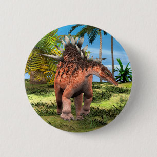 Chapa Redonda De 5 Cm Arte prehistórico de Kentrosaurus Dinosaurio Jungl