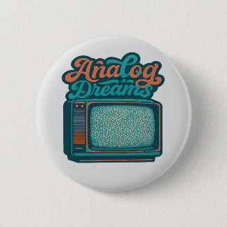 Chapa Redonda De 5 Cm 📺Arte Retro de TV Vintage – Gráfico "Sueños Analó