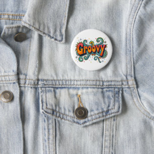 Chapa Redonda De 5 Cm Arte Retro Psicodélico Groovy de los 70 Funky Hipp