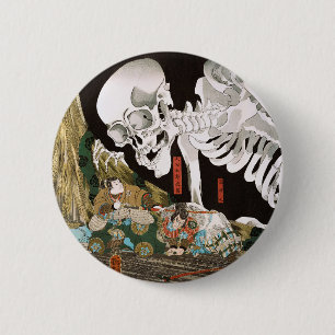 Chapa Redonda De 5 Cm Arte vintage de Ukiyo-e Kuniyoshi Espectro de Esqu