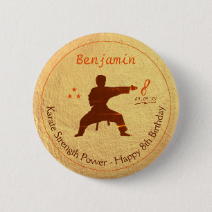 Chapa Redonda De 5 Cm Artes marciales de oro modernas Karate niños 8 cum