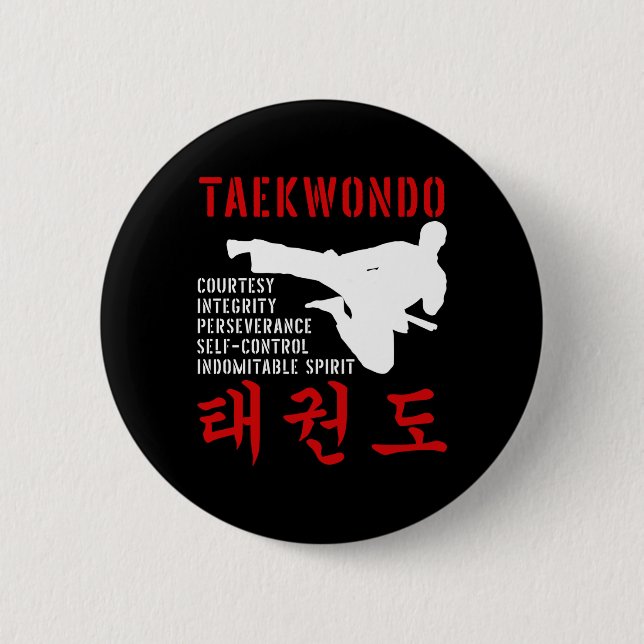 Chapa Redonda De 5 Cm Artes marciales de Taekwondo (Anverso)