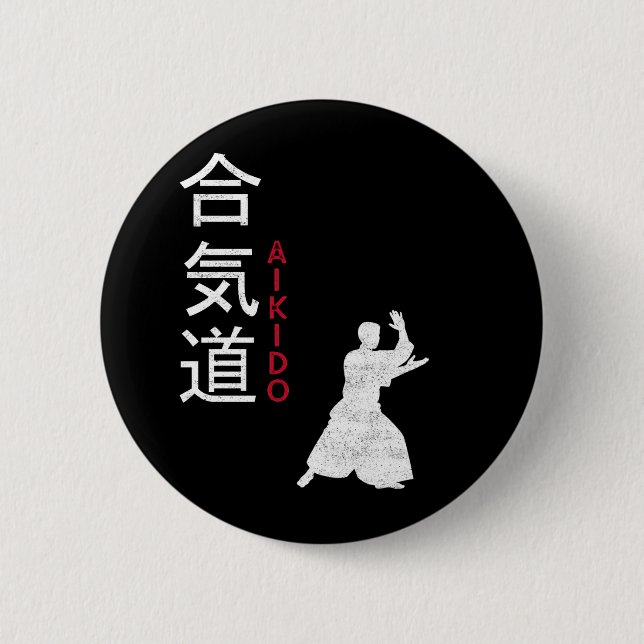 Chapa Redonda De 5 Cm Artes marciales japonesas del Aikido (Anverso)