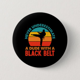 Chapa Redonda De 5 Cm Artes marciales retro Karate del Cinturón Negro