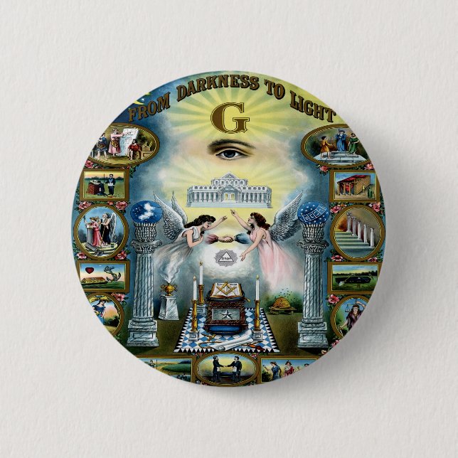Chapa Redonda De 5 Cm Artesanía antigua masonería Masonic Hazen (Anverso)