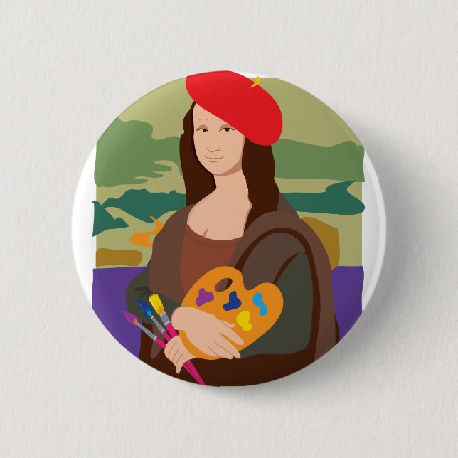 Chapa Redonda De 5 Cm Artista de Mona Lisa (Anverso)