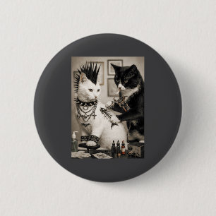 Chapa Redonda De 5 Cm Artista de tatuajes de gato punk divertido meme de