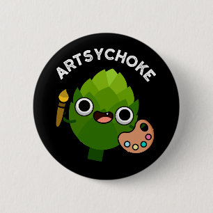 Chapa Redonda De 5 Cm Artsychoke Funny Veggie Artichoke Pun Dark BG