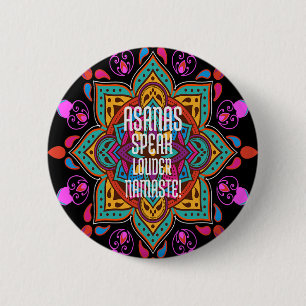 Chapa Redonda De 5 Cm Asanas Fluyen Más Fuertes Con Vibrante Mandala Nam