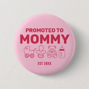 Chapa Redonda De 5 Cm Ascendido a Fiesta de Baby Shower Rosa Personaliza