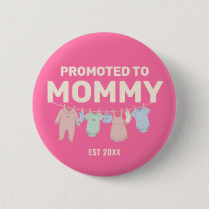 Chapa Redonda De 5 Cm Ascendido a Fiesta de Baby Shower Rosa Personaliza