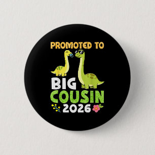 Chapa Redonda De 5 Cm Ascendido a Primo Mayor 2026 Familia de Dinosaurio